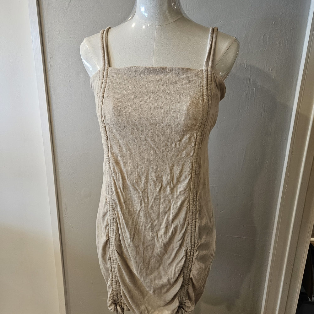 Wild Fable Beige Ruched Dress